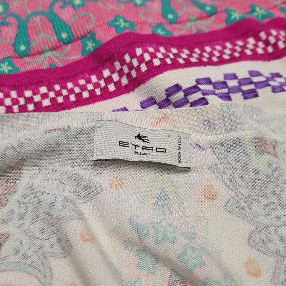 ETRO Milano Silk Pastel Geometric Print Blouse SZ L - Picture 6 of 6